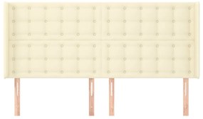 vidaXL Κεφαλάρι με Πτερύγια Κρεμ 163x16x118/128 εκ. Συνθετικό Δέρμα