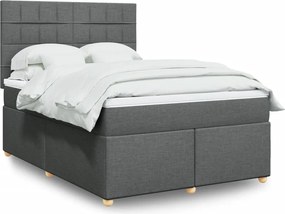 vidaXL Κρεβάτι Boxspring με Στρώμα Σκούρο Γκρι 140x200 εκ Υφασμάτινο