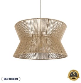 BISBEE 02204 Boho Κρεμαστό Φωτιστικό Πλέγμα Μονόφωτο 1 x E27 IP20 Μπεζ Σχοινί-Μ50 x Π50 x Υ28cm Globostar-2204-Μπεζ 02204