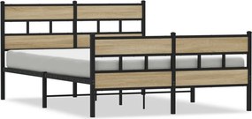 vidaXL Σκελετός Κρεβ. Χωρίς Στρώμα Sonoma Δρυς 160x200 εκ. Μεταλλικό