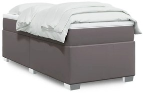 Κρεβάτι Boxspring με Στρώμα Γκρι 80 x 200 εκ. Συνθετικό Δέρμα