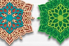 Intra απο ξύλο plywood 3mm-4mm πάχος Τρισδιάστατη διακόσμηση τοίχου Mandala Cut Δίασταση 30x30 cm INTRAFABR-67415715