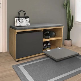 Παπουτσοθήκη Twain 8 ζευγών sapphire oak-ανθρακί 80x35x42εκ
