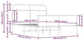 ΠΛΑΙΣΙΟ ΚΡΕΒΑΤΙΟΥ ΧΩΡ. ΣΤΡΩΜΑ SONOMA ΔΡΥΣ 140X190ΕΚ. ΕΠ. ΞΥΛΟ 4100392