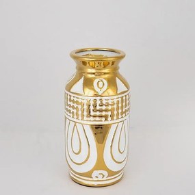 Βάζο Κεραμικό 752-20074 14x14x28cm White-Gold Estheti Home Κεραμικό