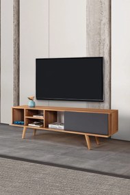 Έπιπλο Τηλεόρασης Καρυδί / Ανθρακί DAFLOR 160x35x18