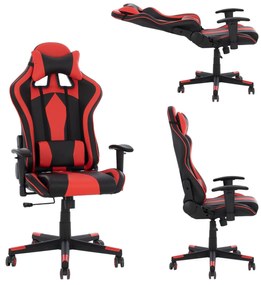 Καρέκλα Γραφείου Gaming Docks Μαύρο Κόκκινο Pu 67x70x130 Εκ.