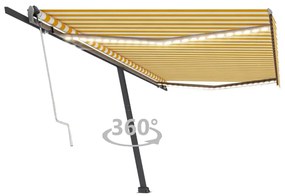 Τέντα Αυτόματη με LED + Αισθ. Ανέμου Κίτρινο/Λευκό 500x300 εκ.