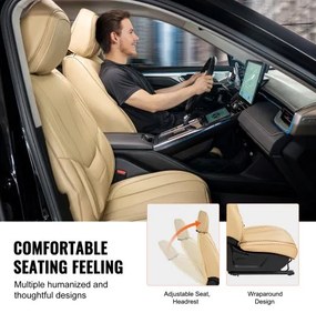 VEVOR Seat Covers, Universal Car Seat Covers Full Set Seats, Front and Rear Seat, 13pcs Faux Leather Seat Cover, Full Enclosed Design, Detachable Headrest and Airbag Compatible, for Most Car SUV Truck