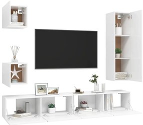 vidaXL Έπιπλα Τηλεόρασης Σετ 5 Τεμαχίων Λευκό από Επεξ. Ξύλο