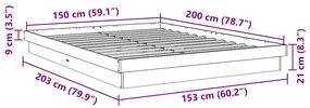 Πλαίσιο κρεβατιού χωρίς στρώμα 150x200 cm μασίφ ξύλο δρυς - Καφέ