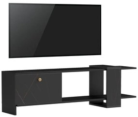 Έπιπλο τηλεόρασης Standi σε μαύρο-μαύρο μαρμάρου απόχρωση 120x25x36.8εκ. 120x25x36.8 εκ.