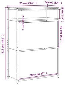 Παπουτσοθήκη Καφέ Δρυς 75x34x112 εκ. από Επεξεργασμένο Ξύλο - Καφέ