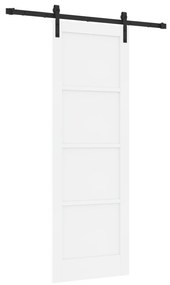 vidaXL Συρόμενη Πόρτα με Σετ Hardware Λευκή 73.5x211 εκ. Στερεό Ξύλο Πεύκος
