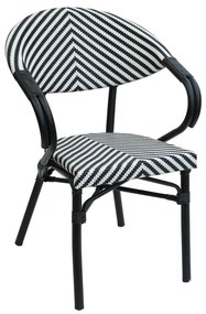 Πολυθρόνα Isaia στοιβαζόμενη μαύρο αλουμίνιο-ασπρόμαυρο pe rattan 57x57x83εκ Υλικό: ALUMINUM - PE RATTAN 289-000014