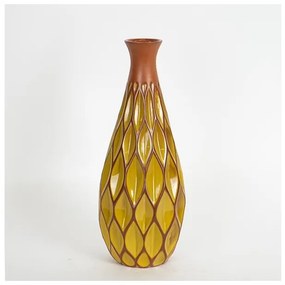 Βάζο Κεραμικό Τερακότα & Κίτρινο 14.5x14.5x37cm 752-20225 Estheti 752-20225 Καφέ