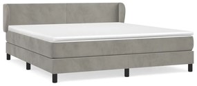 Κρεβάτι Boxspring με Στρώμα Ανοιχτό Γκρι 160x200 εκ. Βελούδινο - Γκρι