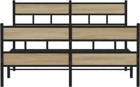 vidaXL Σκελετός Κρεβ. Χωρίς Στρώμα Sonoma Δρυς 160x200 εκ. Μεταλλικό