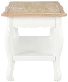 vidaXL Τραπεζάκι Σαλονιού Λευκό/Καφέ 87,5x42x44 εκ. Μασίφ Ξύλο Πεύκου
