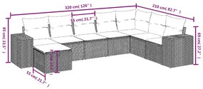 Σετ Καναπέ Κήπου 8 τεμ. Μικτό Μπεζ Συνθετικό Ρατάν με Μαξιλάρια - Μπεζ