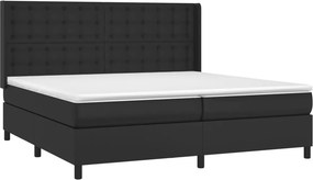 vidaXL Κρεβάτι Boxspring με Στρώμα &amp; LED Μαύρο 200x200 εκ. Συνθ. Δέρμα