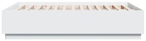 vidaXL Πλαίσιο Κρεβατιού με LED Λευκό 135x190 εκ Επεξεργ. Ξύλο