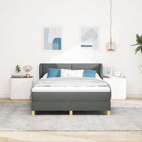 vidaXL Κρεβάτι με Στρώμα Dark Grey 160x200 cm Υφασμάτινο