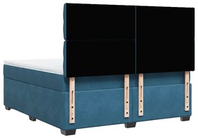 Κρεβάτι Boxspring με Στρώμα Μπλε 180x200 εκ. Βελούδινο - Μπλε