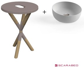 Scarabeo Cross 2501F0-9852 Sand (Μπεζ Ματ) Πάγκος Με Νιπτήρα Glam Pearl Ø39εκ.