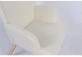 Πολυθρόνα ArteLibre MARION Λευκό Ύφασμα Μπουκλέ/Ξύλο 73x69x96cm