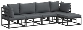 vidaXL Σετ Καναπέ Κήπου 5 pcs Μαύρο 283 x 141.5 x 71 εκ. Αλουμίνιο