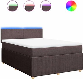 vidaXL Κρεβάτι Boxspring με Στρώμα Σκούρο Καφέ 140x190 εκ. Υφασμάτινο