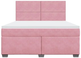 vidaXL Κρεβάτι Boxspring με Στρώμα Ροζ 180x200 εκ. Βελούδινο