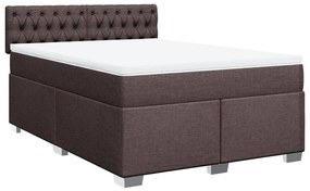 vidaXL Κρεβάτι Boxspring με Στρώμα Σκούρο Καφέ 140x200 εκ Υφασμάτινο