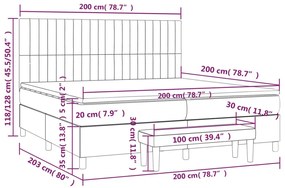 Κρεβάτι Boxspring με Στρώμα Κρεμ 200x200 εκ. Υφασμάτινο - Κρεμ