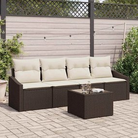vidaXL Σετ Καναπέ Κήπου με μαξιλάρι 5 pcs Καφέ, Κρέμα 55 x 55 x 37 εκ