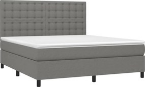 vidaXL Κρεβάτι Boxspring με Στρώμα Σκούρο Γκρι 180x200 εκ Υφασμάτιν