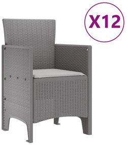vidaXL 13 Τεμαχίων Σετ Τραπεζαρίας Κήπου με Μαξιλάρια Ανοιχτό γκρι Πολυ Ράταν