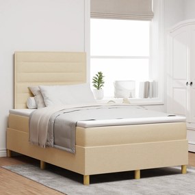 vidaXL Κρεβάτι με ελατήρια με στρώμα Κρεμ 120 x 200 cm ύφασμα