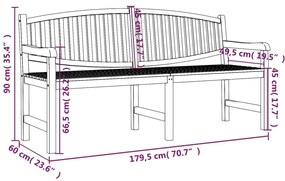 Παγκάκι Κήπου 179,5 x 60 x 90 εκ. από Μασίφ Ξύλο Teak - Καφέ