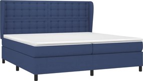 vidaXL Κρεβάτι Boxspring με Στρώμα Μπλε 200x200 εκ. Υφασμάτινο