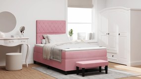 vidaXL Κρεβάτι με ελατήρια με στρώμα Ροζ 120 x 190 cm Βελούδο