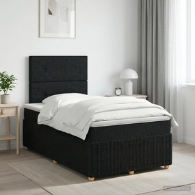 vidaXL Κρεβάτι box spring με στρώμα Μαύρο 120 x 200 cm Ύφασμα