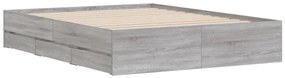vidaXL Πλαίσιο Κρεβατιού με συρτάρια Γκρι sonoma 140x190εκ. Επεξ. Ξύλο