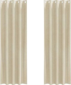 vidaXL Κουρτίνες συσκότισης 2 pcs Κρεμ 140 x 225 cm Βελούδο