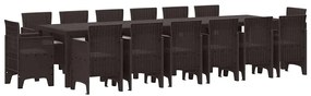 vidaXL Σέτ φαγητού για κήπο 15 pcs Καφέ Rattan Polt
