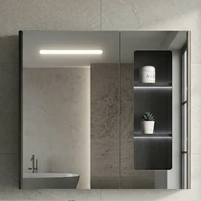 Martin Lavare 100 Led Grey - Καθρέπτης μπάνιου με ντουλάπι (93x12x70)