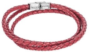Βραχιόλι Senza Men&#039;s Steel Red Leather Strap