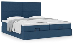 vidaXL Οθωμανικό κρεβάτι με στρώματα μπλε 200x200cm ύφασμα