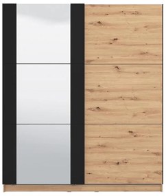Ντουλάπα Sardinia 180 OG Artisan Oak - Μαύρο 179x62.5x210 εκ. 179x62.5x210 εκ.